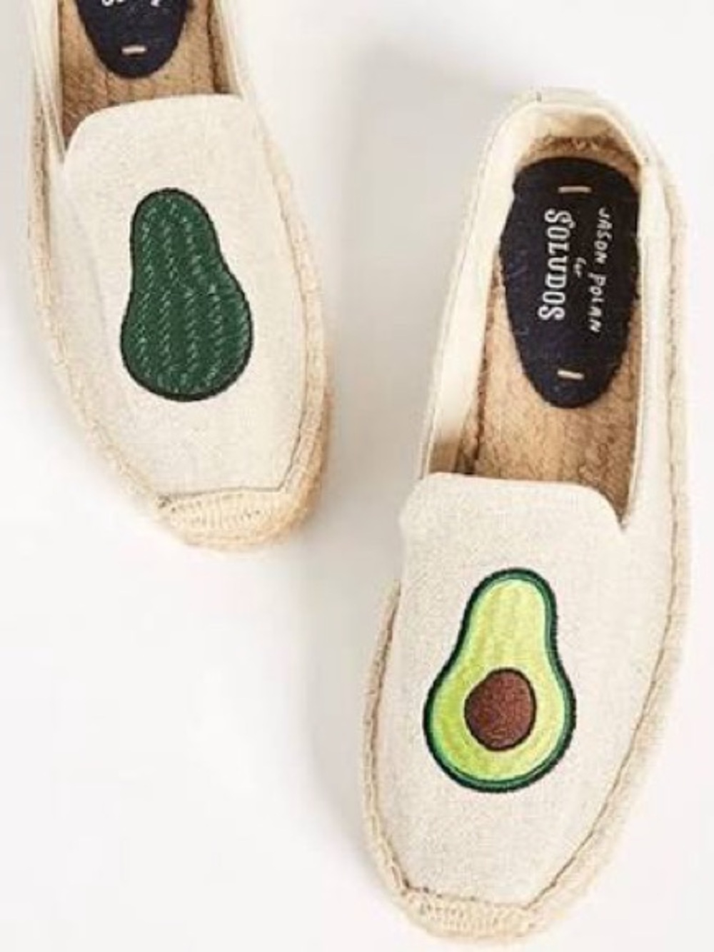 Soludos by Jason Polan Avocado Embroidered Espadrilles - Cream/Green/Brown
